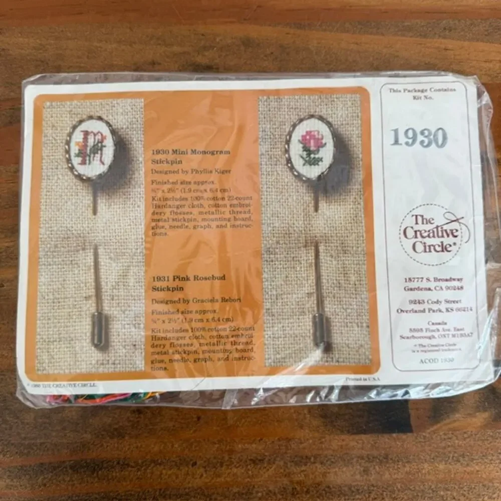Vintage The Creative Circle #1930 Mini Monogram Stickpin Kit